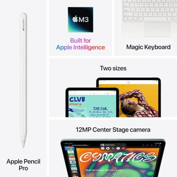 Apple iPad Air 11-inch with M3 chip Built for Apple Intelligence, Liquid Retina Display, 128GB, 12MP Front/Back Camera, Wi-Fi 6E + 5G Cellular, Touch ID, All-Day Battery Life — Space Gray