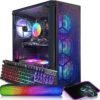 STGAubron Gaming PC Desktop Computer, Intel Core I7 up to 3.9 GHz, Radeon RX 580 8G, 16G RAM, 512G SSD, WiFi, Bluetooth 5.0, RGB Fan x6, RGB BT Sound Bar, Windows 10 Home
