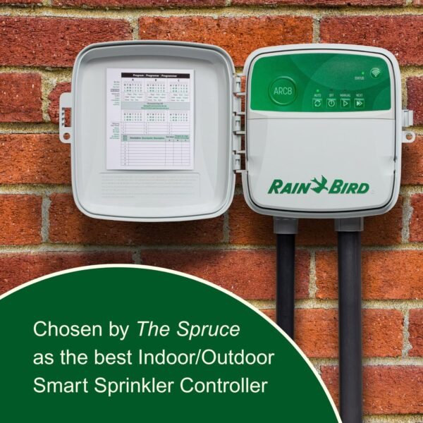 81kiIgMGhwL._AC_SL1500_.jpg Rain Bird ARC8 App-Based Indoor/Outdoor Smart Irrigation WiFi Timer/Controller, 8-Zone/Station, EPA WaterSense Certified, Compatible with Alexa