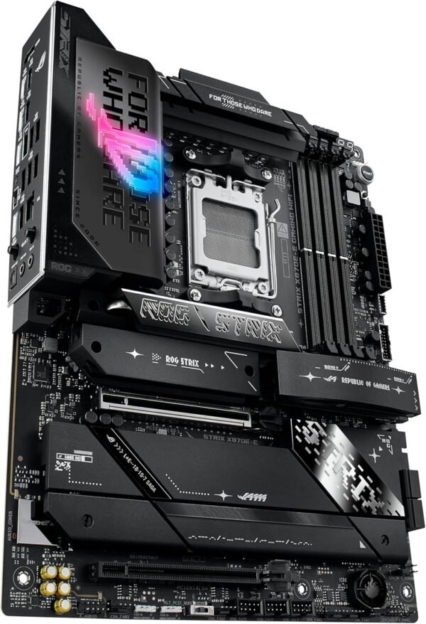 ASUS ROG Strix X870E-E Gaming WiFi AMD AM5 X870 ATX Motherboard 18+2+2 Power Stages, Dynamic OC Switcher, Core Flex, DDR5 AEMP, WiFi 7, 5X M.2, PCIe® 5.0, Q-Release Slim, USB4®, AI OCing & Networking