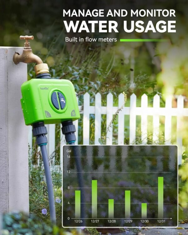 81qwUSkK1AL._AC_SL1500_.jpg RAINPOINT WiFi Water Timer for Garden Hose, 2 Zone Smart Hose Timer WiFi Sprinkler Controller with Antenna Gateway, APP Remote Control, Weather-Based Smart Watering System for Lawn and Yard