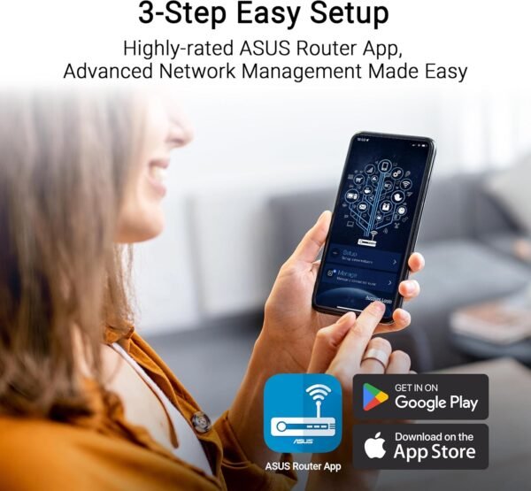 ASUS RT-BE82U Dual-Band WiFi 7 (802.11be) Smart AiMesh Extendable Router, 6500 Mbps, Five 2.5GbE Ports, 4096-QAM, Up to 3 SSIDs for IoT Devices, Parental Controls & VPNs, Advanced Network Security