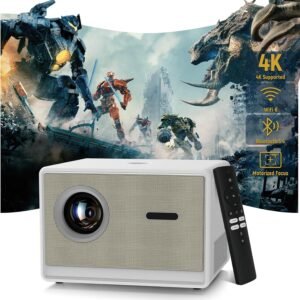 [Netflix Officially & Electric Focus]Projector with WiFi and Bluetooth｜3 Years Protection｜600ANSI Native 1080P/4K Supported｜Short Throw Projecto for Home & Outdoor｜Built-in Apps