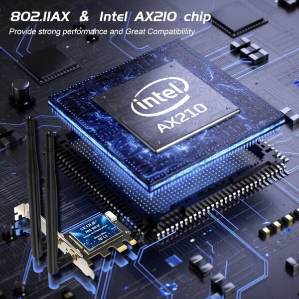 81wl1ZIToXL._AC_SL1500_.jpg EDUP PCIe WiFi 6E Card Bluetooth 5.2 AX 5400 Mbps AX210 Tri-Band 6Ghz/5.8GHz/2.4GHz PCI-E Wireless WiFi Network Adapter Card for Desktop PC Windows10/11 64-bit