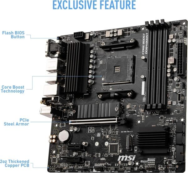 MSI B550M PRO-VDH WiFi ProSeries Motherboard (AMD Ryzen 5000, AM4, DDR4, PCIe 4.0, SATA 6Gb/s, M.2, USB 3.2 Gen 1, Wi-Fi, Bluetooth, D-SUB/HDMI/DP, Micro-ATX)