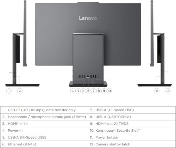 Lenovo ThinkCentre All-in-One Desktop Computer, 24" FHD IPS Display, 10-core Intel Core i7-13620H Processor, 32GB DDR5, 1TB SSD, Wi-Fi 6, USB-C, HDMI in&Out, Wired KB&Mouse, Windows 11 Pro