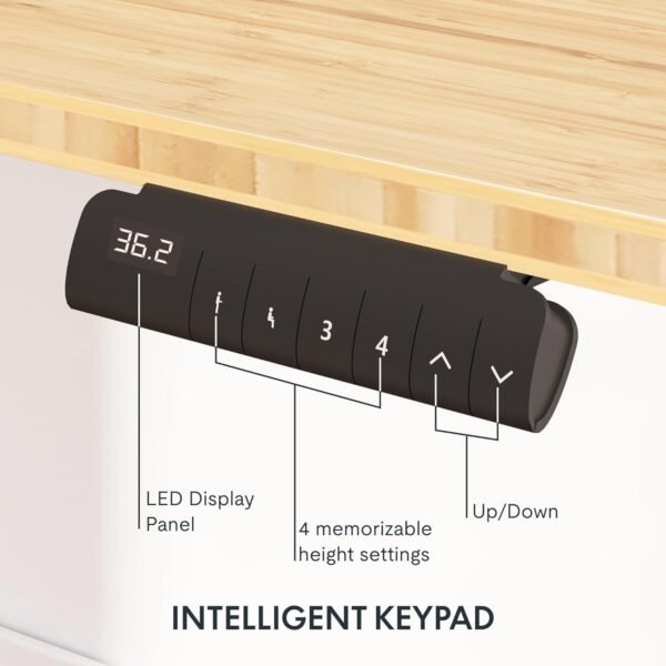 1756353572_71LQVK8epKL._AC_SL1500_.jpg FLEXISPOT E6 Essential Bamboo 3 Stages Dual Motor 55x28 Inch Electric Height Adjustable Standing Whole-Piece Board Desk Sit Stand Up Desk (Black Frame + Bamboo Desktop)