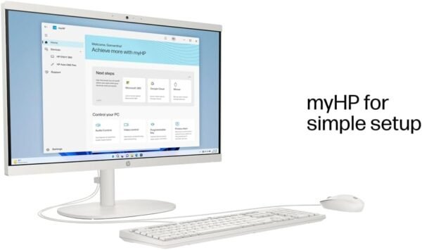 HP All-in-One Desktop PC| 24GB RAM| 512GB PCIe SSD| 22" Full HD Display, Anti-Glare| Intel Dual-core Processor| KB&Mouse| HDMI, USB-C, Wi-Fi 6| Windows 11 | Cashmere White| For Business & Personal Use
