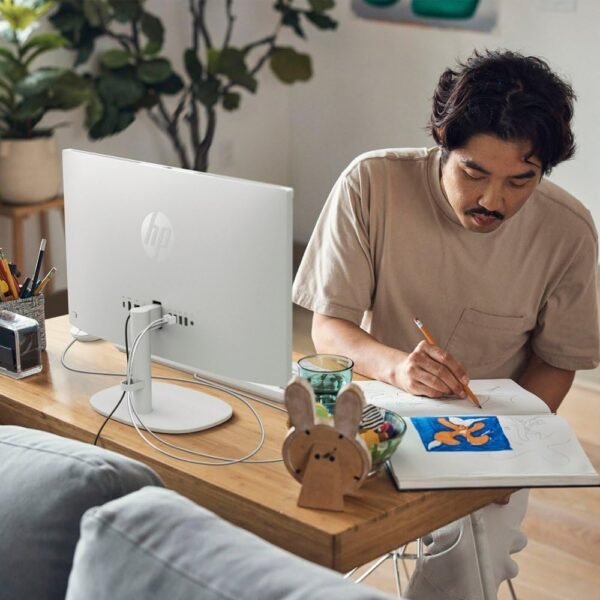 HP All-in-One Desktop PC| 24GB RAM| 512GB PCIe SSD| 22" Full HD Display, Anti-Glare| Intel Dual-core Processor| KB&Mouse| HDMI, USB-C, Wi-Fi 6| Windows 11 | Cashmere White| For Business & Personal Use
