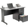 Global Industrial 48" W x 24" D x 30" H Office Pedestal Desk with 3 Drawers, Faux-Wood Laminate Gray Desktop, Black Steel Frame, 2 Box Drawers & 1 File Drawer