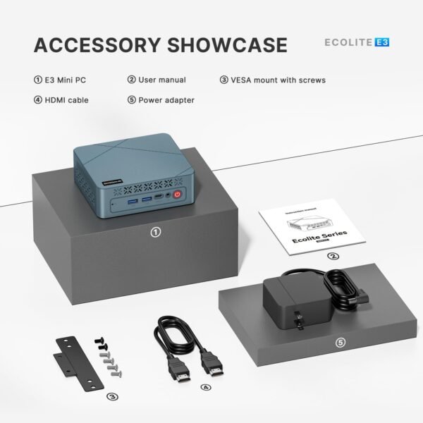 Mini PC E3, Intel Twin Lake N150 Mini Computers Full-Featured USB-C, 16GB DDR4 RAM, 512GB NVMe SSD, 4K Triple Display, 2.5G Gigabit Ethernet Desktop Computers for Office Business