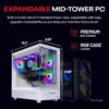 Skytech Gaming Azure 3 Desktop PC, Ryzen 7 9700X 3.8 GHz (5.5GHz), NVIDIA RTX 4060 8GB, 1TB NVMe SSD, 16GB DDR5 RAM 6000, 650W Gold PSU, 360mm ARGB AIO, Wi-Fi, Win 11