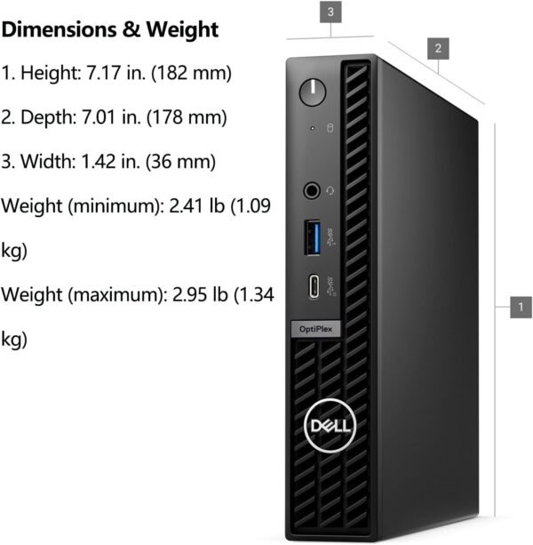 61DmkHbTNcL._AC_SL1500_.jpg Dell OptiPlex 7020 MFF Mini PC 7000 Micro Form Factor Business Desktop Computer, Intel 6-Core i5-12500T (Beat i7-11700T), 32GB DDR5 RAM, 1TB PCIe SSD, WiFi 6E, HDMI + 2 DisplayPorts, Windows 11 Pro