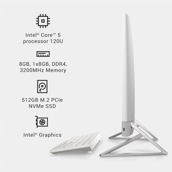 61EAjo3bYWL._AC_SL1500_.jpg Dell Inspiron 5430 All in One Desktop - 23.8-inch FHD (1920 x 1080) Display, Intel Core 5-120U, 8GB DDR4 RAM, 512GB SSD, Intel Graphics, Windows 11 Home, Onsite & Migrate Service - White