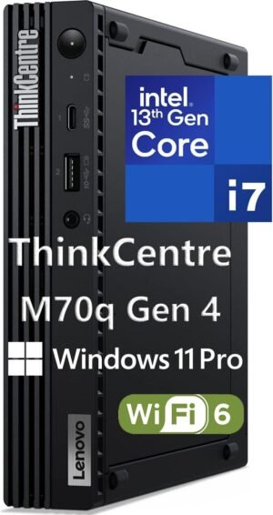 Lenovo ThinkCentre M70q Gen 4 MFF 1L Tiny PC Business Lenovo ThinkCentre M70q Gen 4 MFF 1L Tiny PC Business Mini Desktop Computer, 32GB DDR5 RAM, 1TB PCIe SSD, 13th Gen Intel 16-Core i7-13700T, WiFi 6, RJ45, HDMI, DisplayPort, Windows 11 Pro, Befec-Toy