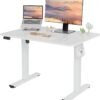 Electric Standing Desk Adjustable Height, 40x24 Inches Sit Stand up Electric Standing Desk Adjustable Height, 40x24 Inches Sit Stand up Desktop for Home Office, Ergonomic Rising Computer Table with Memory Preset, White