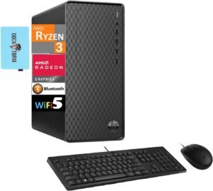 HP Business Desktop Computer Tower PC (AMD Ryzen 3 5300G, HP Business Desktop Computer Tower PC (AMD Ryzen 3 5300G, 32GB RAM, 1TB PCIe SSD, AMD Radeon Graphics, WiFi, Bluetooth, RJ-45, Air Cooling CPU Cooler, Win 11 Pro) w/Dockztorm Dock