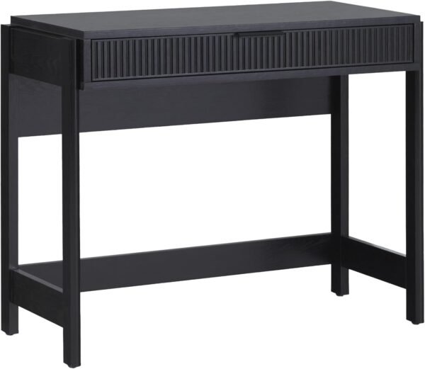 Walker Edison Transitional Office Design, Reeded Drawer Front Detail, Writing Walker Edison Transitional Office Design, Reeded Drawer Front Detail, Writing Desk with Drawer, Spacious Desktop, Complementary in Living Spaces, 38”W x 16.75”D x 30”H, Black