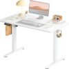 SMUG Standing Desk, Adjustable Height Electric Sit Stand Up Down SMUG Standing Desk, Adjustable Height Electric Sit Stand Up Down Computer Table, 40x24 Inch Ergonomic Rising Modern Lift Motorized Gaming Desktop Workstation for Work Home Office, White