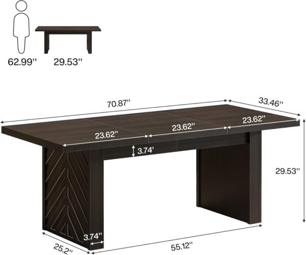Tribesigns 70.9-Inch Wood Executive Desk, Large Office Desk Workstation with Spacious Desktop, Computer Table Conference Table for Office Black