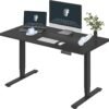 FLEXISPOT E6 Essential Standing Desk Dual Motor 3 Stages Whole-Piece Electric 55x28 Inch Height Adjustable Home Office Desk (Black Frame + Black Desktop, 2 Packages)