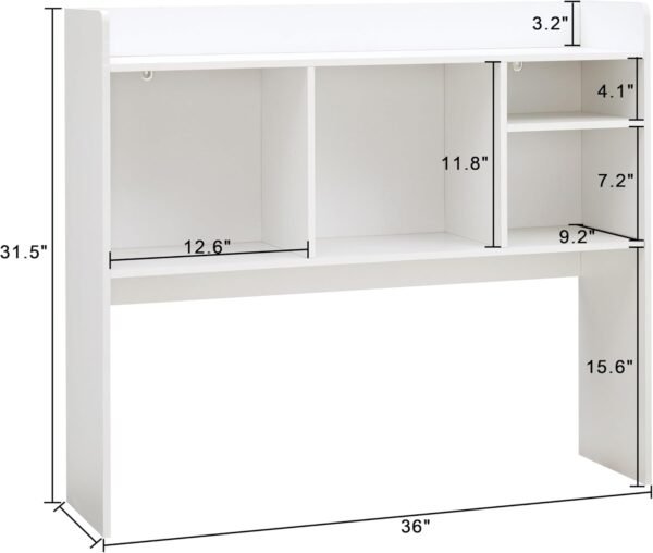 61b2COGnC8L._AC_SL1500_.jpg Desktop Bookshelf, Wooden Desk Storage Hutch with 6 Shelves for Computer Desk, 3-Tier Desktop Display Organizer Rack for Office Home (White)