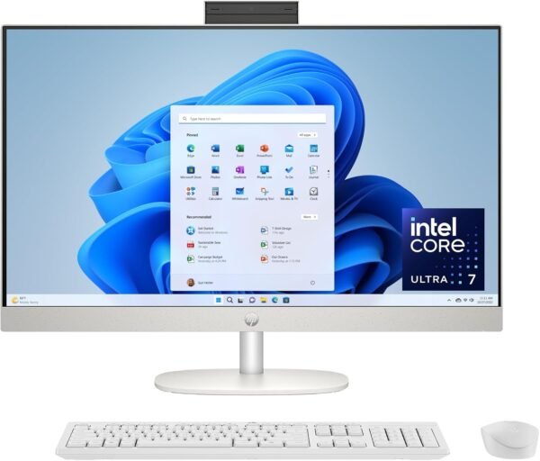 HP 27 inch All-in-One Desktop PC, FHD Touchscreen, Intel Core HP 27 inch All-in-One Desktop PC, FHD Touchscreen, Intel Core Ultra 7 155U, 16 GB RAM, 512 GB SSD, Intel Graphics, Windows 11 Home, Shell White, 27-cr1180 (2025)