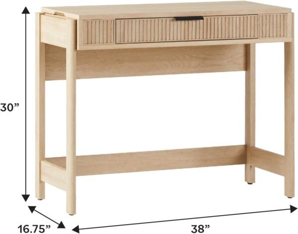 61pFsZe-dTL._AC_SL1500_.jpg WALKER EDISON Transitional Style Furniture, Reeded Detail, Lift-Top Desk with Drawer and Storage Cubby, Sitting to Standing Desk, Soft Self-Close Desktop, 38”W x 16.75”D x 30”H, Coastal Oak
