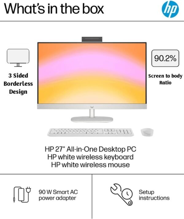 61w0MQ1ZL._AC_SL1500_.jpg HP All-in-One Desktop - 27'' FHD Touchscreen Computer, Windows 11 Pro, Intel 12-core Ultra 7 155U(Beats i7-1355U), Wi-Fi 6, Bluetooth, Adjustable Height, Anti-Glare (16GB RAM | 1TB SSD)
