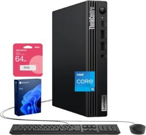Lenovo ThinkCentre M70q Tiny Business Desktop, Intel 10-Core i5-14400T, 32GB Lenovo ThinkCentre M70q Tiny Business Desktop, Intel 10-Core i5-14400T, 32GB DDR5, 1TB SSD, HDMI, DP, Wi-Fi 6E, Support 3-Monitor 4K, Wired KB & Mouse, Win 11 Pro, Bundle ADATA 64GB USB Flash Drive
