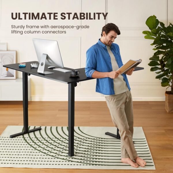 713uMAZQA4L._AC_SL1500_.jpg ErGear 63" x 55" Dual Motor L Shaped Standing Desk, Electric Height Adjustable, Extra Large Desktop, Interchangeable Installation of Left and Right Desktops, Suitable for Home Office, Black