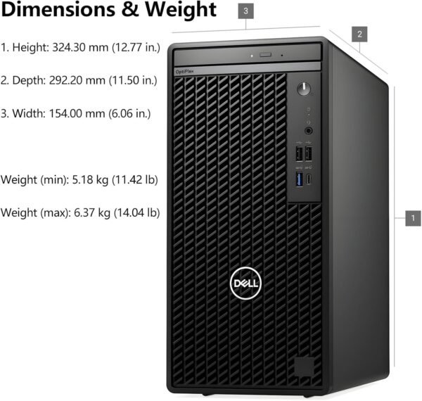 Dell OptiPlex 7020 Desktop, 7000 Tower PC Computers, Intel 6-Core i5-12500 (Beat i7-11700), 32GB DDR5 RAM, 1TB PCIe SSD, DVDRW, WiFi Adapter, RJ-45, Type-C, HDMI, DisplayPort, Windows 11 Pro
