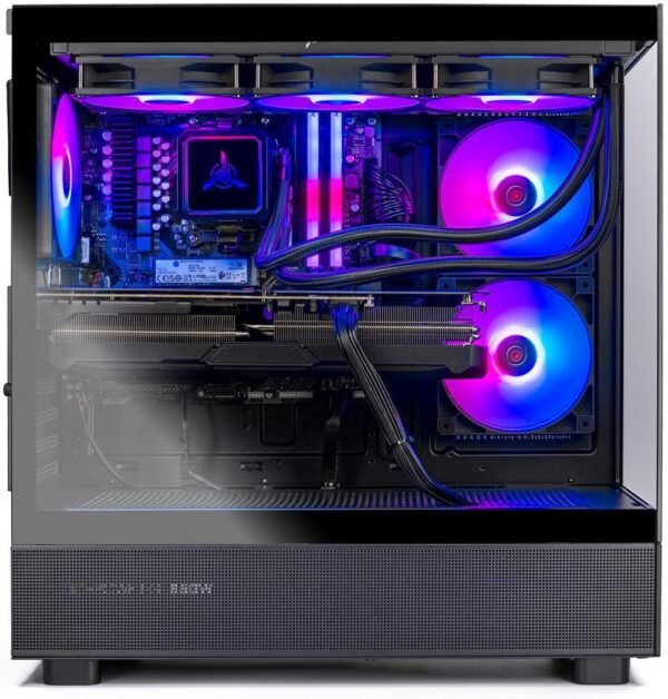 Skytech Gaming Azure 3 Desktop PC, Ryzen 7 9700X 3.8 GHz (5.5GHz), NVIDIA RTX 5060, 1TB NVMe SSD, 16GB DDR5 RAM 6000, 850W Gold ATX 3 PSU, 360mm ARGB AIO, Wi-Fi, Win 11