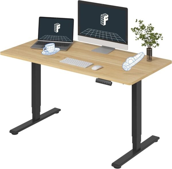 FLEXISPOT E6 Essential 3 Stages Dual Motor Electric Standing Desk FLEXISPOT E6 Essential 3 Stages Dual Motor Electric Standing Desk 55x28 Inch Whole-Piece Board Height Adjustable Electric Sit Stand Desk(Black Frame + Maple Desktop, 2 Packages)