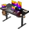 Huuger 48 x 28 Large Electric Standing Desk, Height Adjustable Desk, 27.6" Deep Desktop, Stand up Gaming, 2 Hooks, 3 Preset Heights, for Home Office, Black
