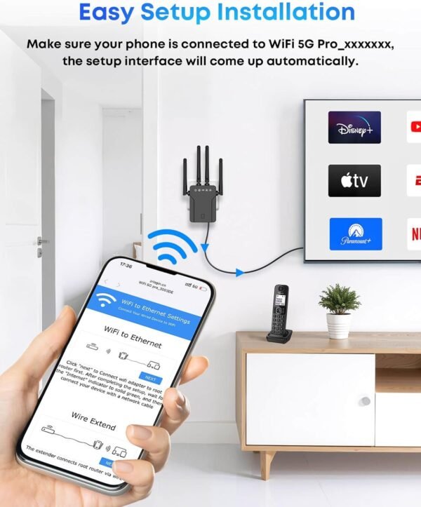 WiFi to Ethernet Adapter Wireless Bridge - AC1200 5G/2.4G Dual Band Wireless Ethernet Adapter LAN Rj45 Port Convert Wired Device to WiFi to Wired ethernet for Printer