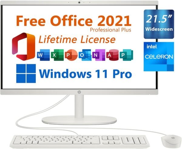 HP 2024 All-in-One Desktop, 21.5" FHD, Free Microsoft Office 2021 HP 2024 All-in-One Desktop, 21.5" FHD, Free Microsoft Office 2021 with Lifetime License, Intel 2-Core Celeron J4025 2GHz, 16GB DDR4, 1TB PCIe SSD, USB-C, Ethernet, Bluetooth, WiFi-6, Windows 11 Pro