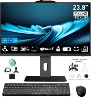 23.8 IPS FHD-Desktop, All-in-One PC, 20-Cores Intel Core i7-14700(up to 5.4 Ghz), 16GB DDR5 1TB NVMe SSD Computer Desktop with WiFi Adjustable Stand Win 11 w/Accessories