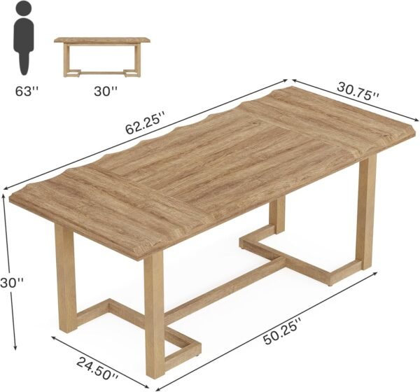 Tribesigns 63 Inches Computer Desk, Rectangular Writing Table with Solid Wood Legs and Thickened Desktop for Work Study, Modern Simple Executive Desk Workstation for Home Office (Walnut)