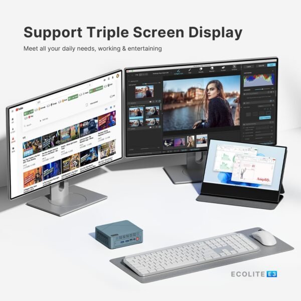 Mini PC E3, Intel Twin Lake N150 Mini Computers Full-Featured USB-C, 16GB DDR4 RAM, 512GB NVMe SSD, 4K Triple Display, 2.5G Gigabit Ethernet Desktop Computers for Office Business