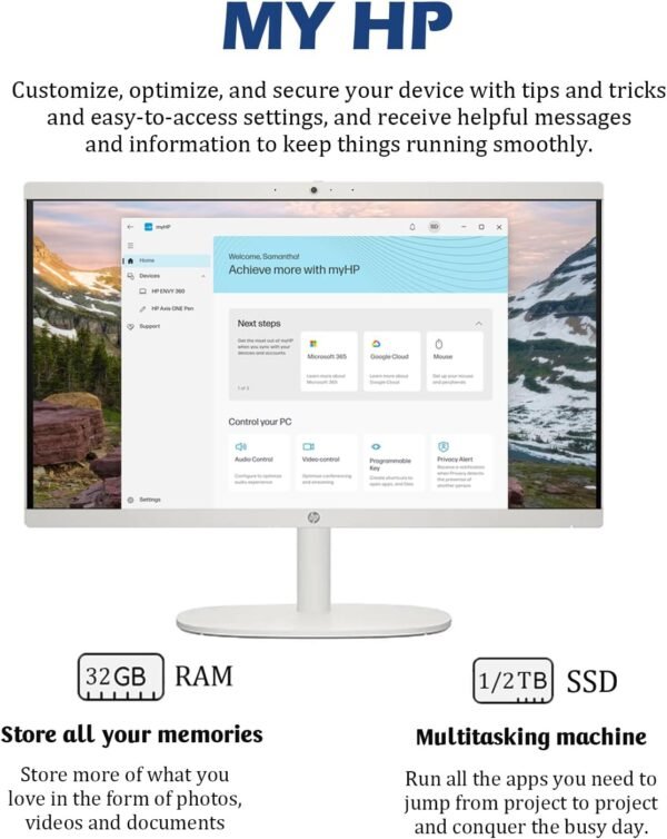 HP All-in-One Computer - 21.5'' FHD Anti-Glare Display, Home Desktop PC, Win 11 Pro, Wired KB & Mouse, Wi-Fi 6, Bluetooth, Intel Celeron J4025, HD Webcam (32GB RAM | 1TB SSD)