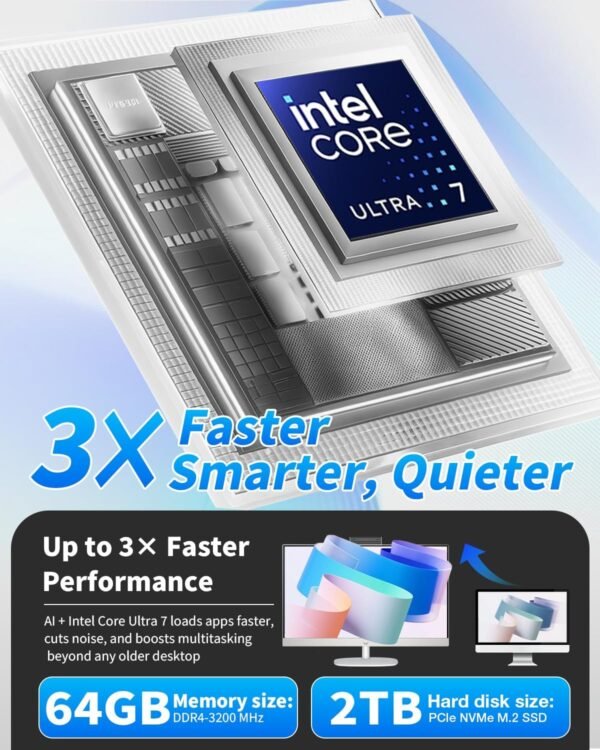 71MIrqZdQfL._AC_SL1500_.jpg HP 27" All-in-One Desktop Computer | FHD Touchscreen | Intel Ultra 7‑155U | AI‑Enhanced Display, Facial Login | Privacy Pop‑Up Camera | Win 11 Pro, w/Accessories | 64GB DDR5 + 2TB SSD