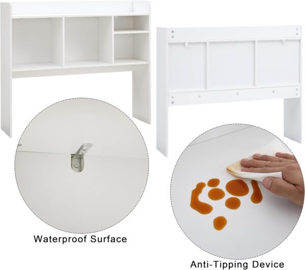 71NV0hCjZcL._AC_SL1500_.jpg Desktop Bookshelf, Wooden Desk Storage Hutch with 6 Shelves for Computer Desk, 3-Tier Desktop Display Organizer Rack for Office Home (White)