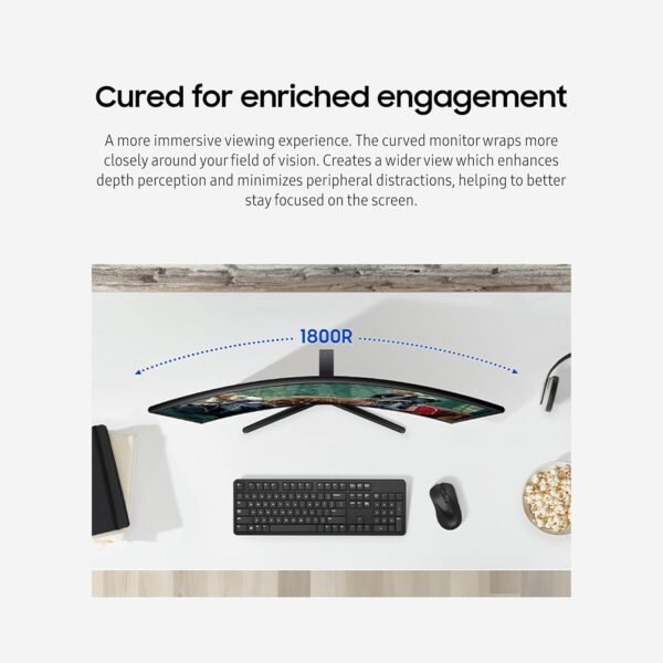 Samsung 27" Essential S3 (S36GD) Series FHD 1800R Curved Computer Monitor, 100Hz, Game Mode, Advanced Eye Comfort, HDMI and D-sub Ports, LS27D366GANXZA, 2024