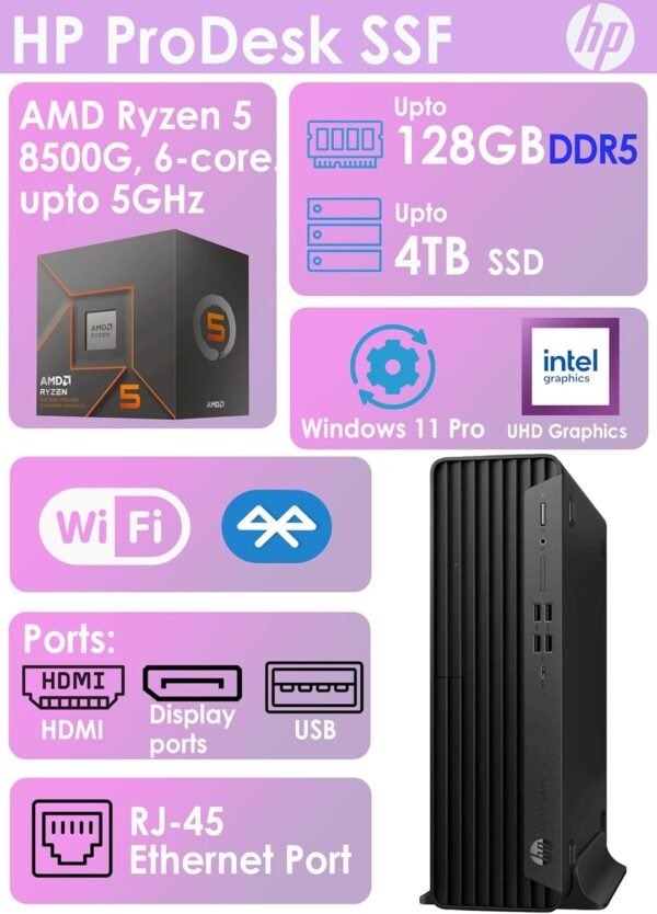 71S08XDpHML._AC_SL1500_.jpg HP Elite SFF G9 Desktop Computer| 6-core 5GHz Ryzen-5 Processor(1.3 Times Faster Than Intel i7-1255U) | 16GB DDR5 RAM, 512GB SSD| WiFi| Bluetooth| HDMI, USB, RJ-45| Windows 11 Pro| W/Wired KB & Mouse