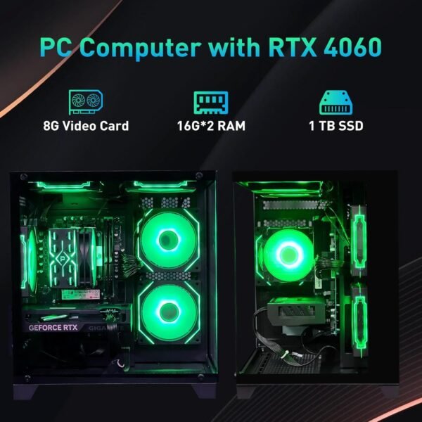 71ST5JGkaaL._AC_SL1500_.jpg Gaming PC Desktop Computer,Intel Core i5 14400F Gaming Computer RTX 4060,32GB DDR4 RAM 1TB SSD,ARGB Fan,Prebuilt Gaming PC Tower for Office