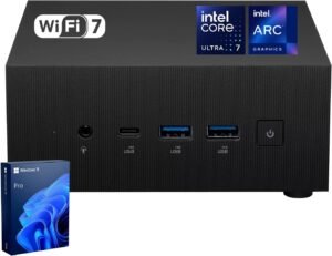 ASUS ExpertCenter PN65 AI-Optimized Business Mini Desktop, 16-Core Intel Ultra 7 155H, 64GB DDR5 RAM, 1TB SSD, Support 3-Display 4K, HDMI, Type-C, RJ-45, Wi-Fi 7, Windows 11 Pro, Black
