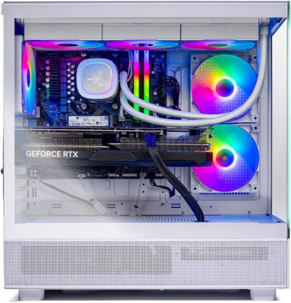 Skytech Gaming Azure 3 Desktop PC, Ryzen 7 9700X 3.8 GHz (5.5GHz), NVIDIA RTX 4060 8GB, 1TB NVMe SSD, 16GB DDR5 RAM 6000, 650W Gold PSU, 360mm ARGB AIO, Wi-Fi, Win 11