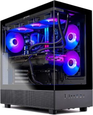 Skytech Gaming Azure 3 Desktop PC, Ryzen 7 9700X 3.8 GHz (5.5GHz), NVIDIA RTX 5060, 1TB NVMe SSD, 16GB DDR5 RAM 6000, 850W Gold ATX 3 PSU, 360mm ARGB AIO, Wi-Fi, Win 11