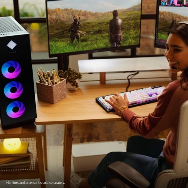 71c9IrLWwOL._AC_SL1500_.jpg HP OMEN 45L Gaming Desktop, Intel Core Ultra 7 265K, 32 GB RAM, 2TB SSD, NVIDIA GeForce RTX 5080, Windows 11 Pro, Microsoft Copilot, Tempered Glass, GT22-3080 (2025)